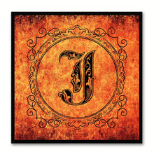 Load image into Gallery viewer, Alphabet J Orange Canvas Print Black Frame Kids Bedroom Wall Décor Home Art