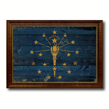 Load image into Gallery viewer, Indiana State Vintage Flag Canvas Print with Brown Picture Frame Home Decor Man Cave Wall Art Collectible Decoration Artwork Gifts