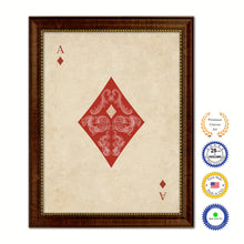 Load image into Gallery viewer, Ace Diamond Poker Decks of Vintage Cards Print on Canvas Brown Custom Framed
