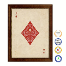 Load image into Gallery viewer, Ace Diamond Poker Decks of Vintage Cards Print on Canvas Brown Custom Framed