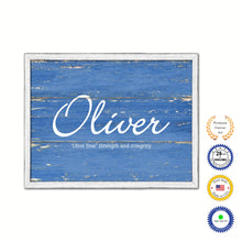 Load image into Gallery viewer, Oliver Name Plate White Wash Wood Frame Canvas Print Boutique Cottage Decor Shabby Chic