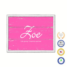 Load image into Gallery viewer, Zoe Name Plate White Wash Wood Frame Canvas Print Boutique Cottage Decor Shabby Chic