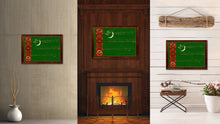 Load image into Gallery viewer, Turkmenistan Country Flag Vintage Canvas Print with Brown Picture Frame Home Decor Gifts Wall Art Decoration Artwork