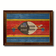 Load image into Gallery viewer, Swaziland Country Flag Texture Canvas Print with Brown Custom Picture Frame Home Decor Gift Ideas Wall Art Decoration