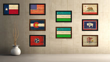 Load image into Gallery viewer, Uzbekistan Country Flag Vintage Canvas Print with Brown Picture Frame Home Decor Gifts Wall Art Decoration Artwork