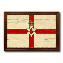 Load image into Gallery viewer, North Irish Ulster City Northern Ireland Country Vintage Flag Canvas Print Brown Picture Frame
