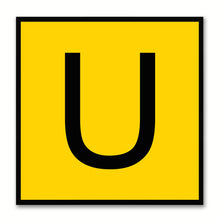 Load image into Gallery viewer, Alphabet U Yellow Canvas Print Black Frame Kids Bedroom Wall Décor Home Art