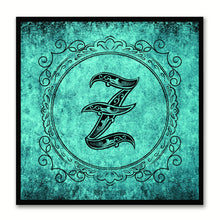 Load image into Gallery viewer, Alphabet Z Aqua Canvas Print Black Frame Kids Bedroom Wall Décor Home Art