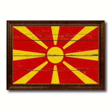 Load image into Gallery viewer, Macedonia Country Flag Vintage Canvas Print with Brown Picture Frame Home Decor Gifts Wall Art Decoration Artwork
