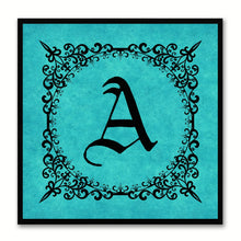 Load image into Gallery viewer, Alphabet A Aqua Canvas Print Black Frame Kids Bedroom Wall Décor Home Art