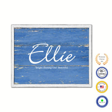 Load image into Gallery viewer, Ellie Name Plate White Wash Wood Frame Canvas Print Boutique Cottage Decor Shabby Chic