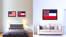 Load image into Gallery viewer, Mississippi State Flag Canvas Print with Custom Brown Picture Frame Home Decor Wall Art Decoration Gifts