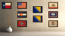 Load image into Gallery viewer, Bosnia Country Flag Vintage Canvas Print with Brown Picture Frame Home Decor Gifts Wall Art Decoration Artwork