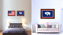 Load image into Gallery viewer, Wyoming State Flag Canvas Print with Custom Brown Picture Frame Home Decor Wall Art Decoration Gifts