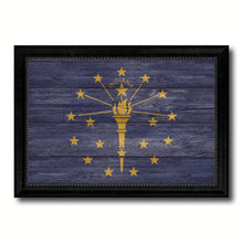 Load image into Gallery viewer, Indiana State Flag Texture Canvas Print with Black Picture Frame Home Decor Man Cave Wall Art Collectible Decoration Artwork Gifts