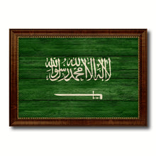 Load image into Gallery viewer, Saudi Arabia Country Flag Texture Canvas Print with Brown Custom Picture Frame Home Decor Gift Ideas Wall Art Decoration
