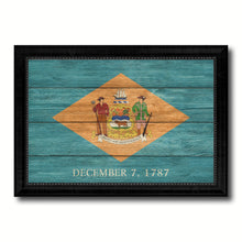 Load image into Gallery viewer, Delaware State Flag Texture Canvas Print with Black Picture Frame Home Decor Man Cave Wall Art Collectible Decoration Artwork Gifts