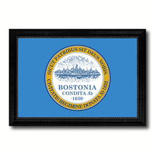 Load image into Gallery viewer, Boston City Massachusetts State Flag Canvas Print Black Picture Frame