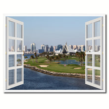 Load image into Gallery viewer, Dubai Creek Golf Course Picture French Window Framed Canvas Print Home Decor Wall Art Collection
