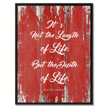 Load image into Gallery viewer, It's not the length of life but the depth of life - Ralph Waldo Emerson Saying Gifts Home Decor Wall Art Canvas Print with Custom Picture Frame, Red