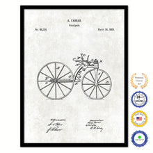 Load image into Gallery viewer, 1869 Velocipede Old Patent Art Print on Canvas Custom Framed Vintage Home Decor Wall Decoration Great for Gifts