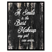 Load image into Gallery viewer, A smile is the best makeup any girl can wear - Marilyn Monroe Inspirational Quote Saying Canvas Print with Picture Frame Home Decor Wall Art, Black