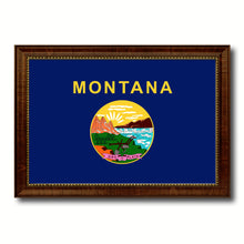 Load image into Gallery viewer, Montana State Flag Canvas Print with Custom Brown Picture Frame Home Decor Wall Art Decoration Gifts