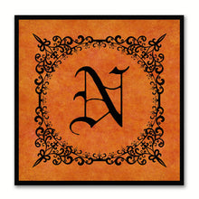 Load image into Gallery viewer, Alphabet N Orange Canvas Print Black Frame Kids Bedroom Wall Décor Home Art