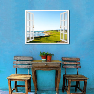 Halfmoon Bay California Golf Course Picture French Window Framed Canvas Print Home Decor Wall Art Collection