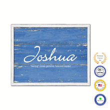 Load image into Gallery viewer, Joshua Name Plate White Wash Wood Frame Canvas Print Boutique Cottage Decor Shabby Chic