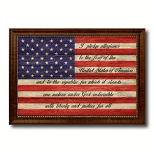 Load image into Gallery viewer, The Pledge of Allegiance American USA Flag Texture Canvas Print with Brown Picture Frame Home Decor Wall Art Gifts