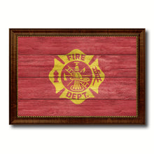 Load image into Gallery viewer, Fire Department Fire Fighter USA Flag Texture Canvas Print with Brown Picture Frame Home Decor Wall Art Gifts