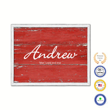 Load image into Gallery viewer, Andrew Name Plate White Wash Wood Frame Canvas Print Boutique Cottage Decor Shabby Chic