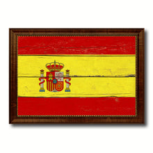 Load image into Gallery viewer, Spain Country Flag Vintage Canvas Print with Brown Picture Frame Home Decor Gifts Wall Art Decoration Artwork