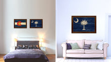 Load image into Gallery viewer, South Carolina State Flag Texture Canvas Print with Brown Picture Frame Gifts Home Decor Wall Art Collectible Decoration
