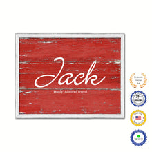 Load image into Gallery viewer, Jack Name Plate White Wash Wood Frame Canvas Print Boutique Cottage Decor Shabby Chic
