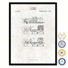 Load image into Gallery viewer, 1846 Gas Engine Old Patent Art Print on Canvas Custom Framed Vintage Home Decor Wall Decoration Great for Gifts