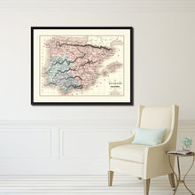 Load image into Gallery viewer, Spain Portugal Vintage Antique Map Wall Art Home Decor Gift Ideas Canvas Print Custom Picture Frame