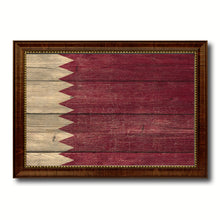 Load image into Gallery viewer, Qatar Country Flag Texture Canvas Print with Brown Custom Picture Frame Home Decor Gift Ideas Wall Art Decoration
