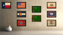 Load image into Gallery viewer, Turkmenistan Country Flag Vintage Canvas Print with Brown Picture Frame Home Decor Gifts Wall Art Decoration Artwork