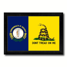 Load image into Gallery viewer, Gadsden Don't Tread On Me Tea Party Kentucky State Military Flag Canvas Print Black Picture Frame Gifts Home Decor Wall Art