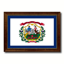 Load image into Gallery viewer, West Virginia State Flag Canvas Print with Custom Brown Picture Frame Home Decor Wall Art Decoration Gifts