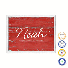 Load image into Gallery viewer, Noah Name Plate White Wash Wood Frame Canvas Print Boutique Cottage Decor Shabby Chic