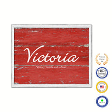 Load image into Gallery viewer, Victoria Name Plate White Wash Wood Frame Canvas Print Boutique Cottage Decor Shabby Chic