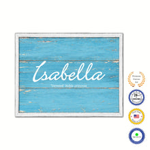 Load image into Gallery viewer, Isabella Name Plate White Wash Wood Frame Canvas Print Boutique Cottage Decor Shabby Chic