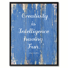 Load image into Gallery viewer, Creativity Is Intelligence Having Fun Albert Einstein Saying Motivation Quote Canvas Print, Black Picture Frame Home Decor Wall Art Gifts