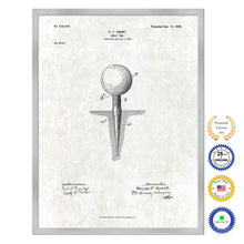 Load image into Gallery viewer, 1899 Golf Tee Old Patent Art Print on Canvas Custom Framed Vintage Home Decor Wall Decoration Great for Gifts