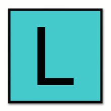 Load image into Gallery viewer, Alphabet L Aqua Canvas Print Black Frame Kids Bedroom Wall Décor Home Art