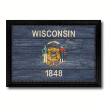 Load image into Gallery viewer, Wisconsin State Flag Texture Canvas Print with Black Picture Frame Home Decor Man Cave Wall Art Collectible Decoration Artwork Gifts
