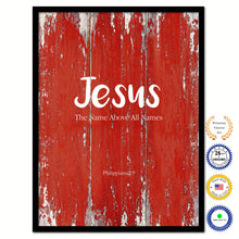 Load image into Gallery viewer, Jesus the name above all names - Philippians 2:9 Bible Verse Scripture Quote Red Canvas Print with Picture Frame